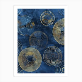 Circles In Blue And Gold 2 Art Print