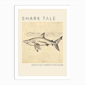 Smallscale Cookiecutter Shark Vintage Illustration 5 Poster Art Print