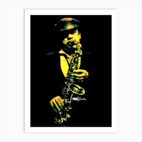 Phil Woods American Jazz Saxophonist in Colorful Pop Art Illustration Art Print