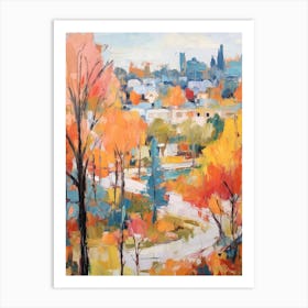 Autumn City Park Painting Echo Park Los Angeles United States 2 Art Print