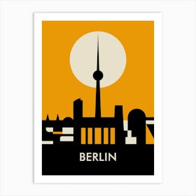 Berlin Skyline Orange Art Print