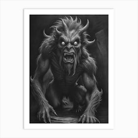 Demon Monster Sketch Art Print