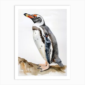 Humboldt Penguin Kangaroo Island Penneshaw Watercolour Painting 3 Art Print
