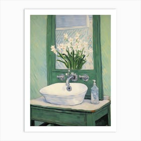 Bathroom Vanity Painting With A Lily Of The Valley Bouquet 2 Art Print