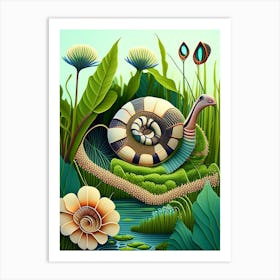 Garden Snail In Marshes Patchwork Art Print