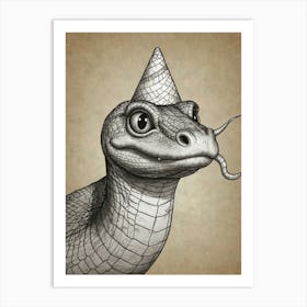 Snake In A Party Hat Art Print