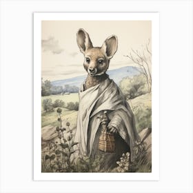 Storybook Animal Watercolour Kangaroo Art Print