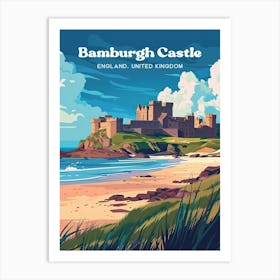 Bamburgh Castle England Historical Travel Art Illustration Art Print