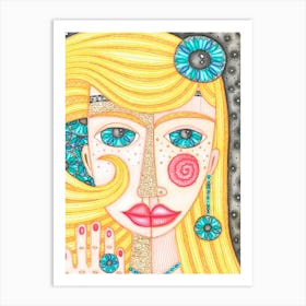 Turquoise Eyes And Gems Art Print