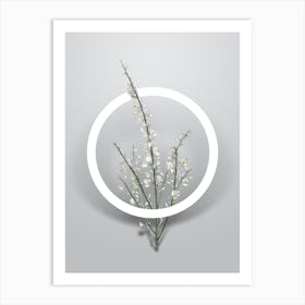 Vintage White Broom Minimalist Floral Geometric Circle on Soft Gray n.0279 Art Print