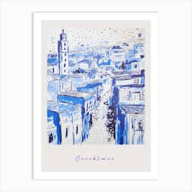 Casablanca Morocco 2 Mediterranean Blue Drawing Poster Art Print