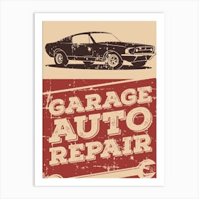 Garage Auto Repair Poster Vector Art Print