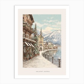 Vintage Winter Poster Hallstatt Austria 2 Art Print