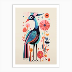 Colourful Scandi Bird Ostrich 2 Art Print