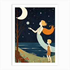 Moon And Child Art Print