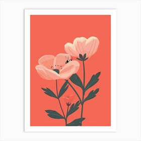 Pink Flowers And Bees Art Print