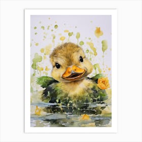 Mixed Media Duckling Watercolour Collage 2 Art Print