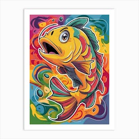 Fish On A Colorful Background Art Print