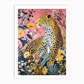 Floral Animal Painting Leopard 2 Art Print