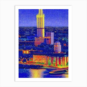 Baton Rouge, City Us  Pointillism Art Print