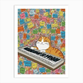 Cat Playing Piano Canvas Print Art Print