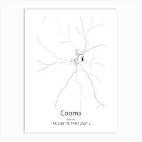 Cooma,Australia Minimalist Map Art Print