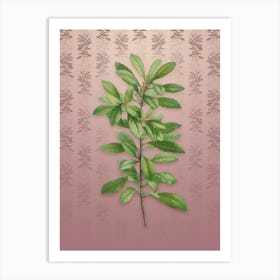 Vintage Firetree Plant Botanical on Dusty Pink Pattern n.2450 Art Print