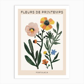 Spring Floral French Poster  Portulaca 2 Art Print