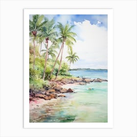 Watercolor Of A Tropical Beach 5 Art Print