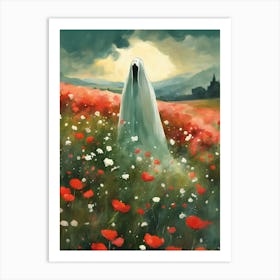 Sheet Ghost In A Field Of Flowers Painting (2) Art Print