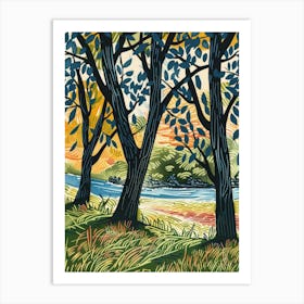 Trees By The River Art Print