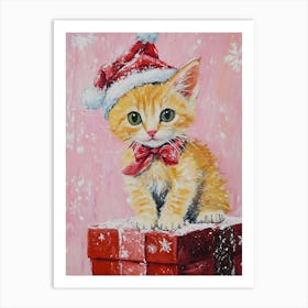 Santa Kitten Art Print