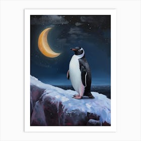 Adlie Penguin Half Moon Island Oil Painting 3 Art Print