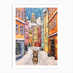 Cat In The Streets Of Innsbruck   Austria With Snow 3 Art Print