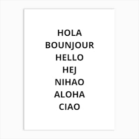 Hola Bonjour Art Print