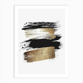 Gold And Black Brush Strokes 23 Art Print