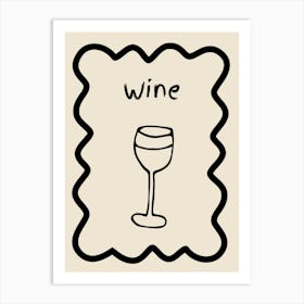 Wine Doodle Poster B&W Art Print