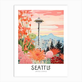 Seattle, United States Maximalist Travel Poster Vibrant Colour  Art Print