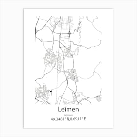 Leimen,Germany Minimalist Map Art Print