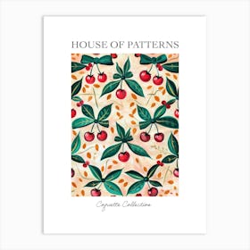 Folk Cherries And Bows 5 Pattern Poster Art Print