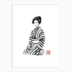 Geisha Stripy Art Print