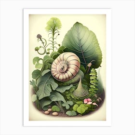 Garden Snail In Park 1 Botanical Art Print