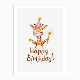 Happy Birthday Giraffe.2 Art Print