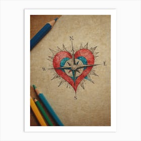 Heart Compass 10 Art Print