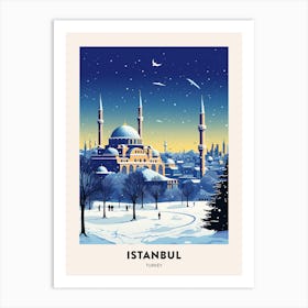 Winter Night  Travel Poster Istanbul Turkey 3 Art Print