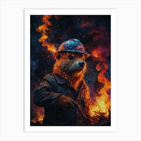 Polar Bear In Fire Art Print