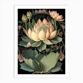 Lotus Floral 1 Botanical Vintage Poster Flower Art Print
