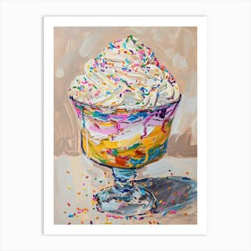Trifle With Rainbow Sprinkles Beige Painting 4 Art Print