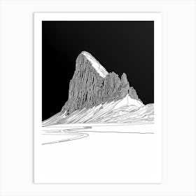 Cadair Idris Mountain Line Drawing 7 Art Print