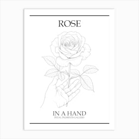 Rose In A Hand Line Drawing 2 Poster Art Print